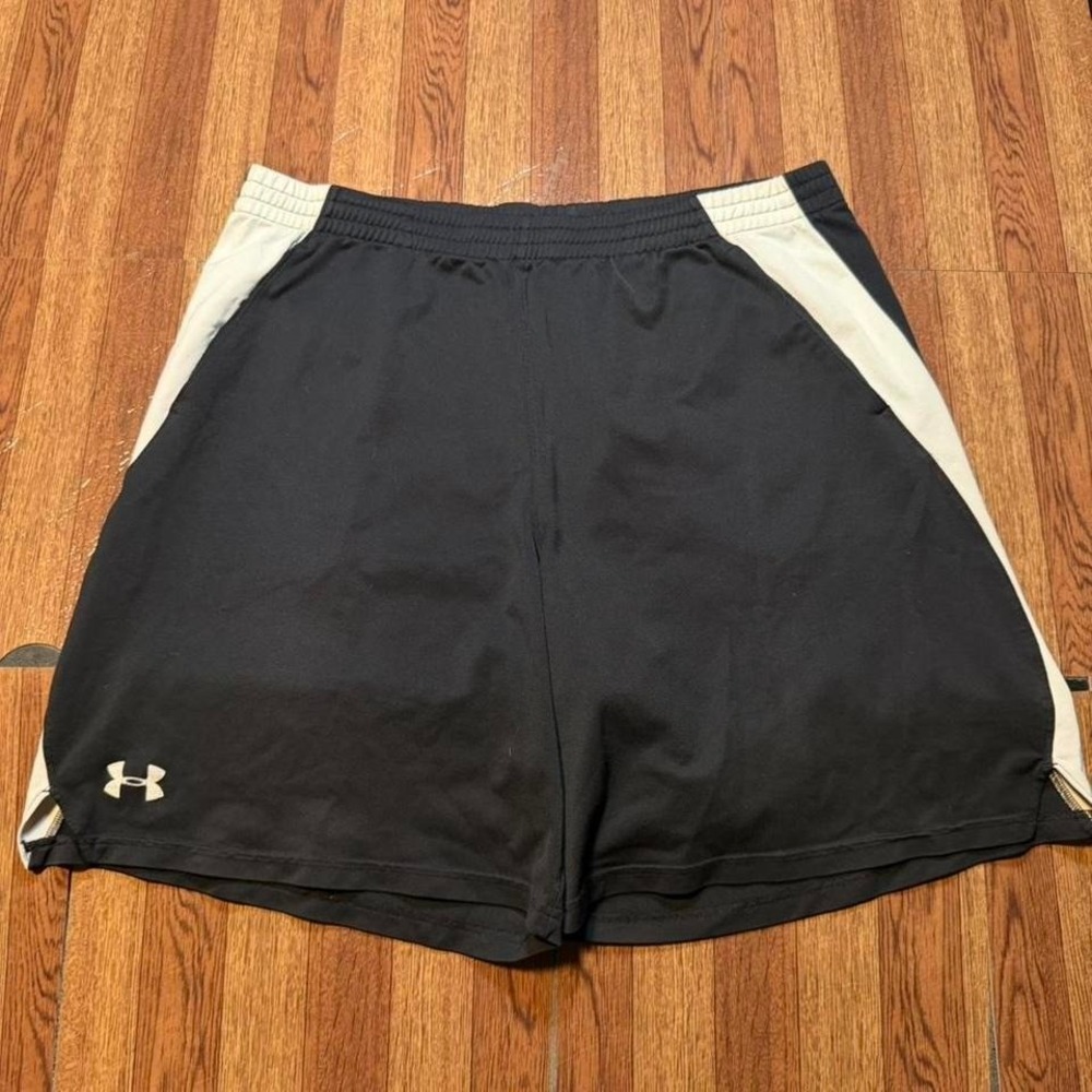 Under Armour Black Striped Retro Tech Sportswear Running Train Shorts Large